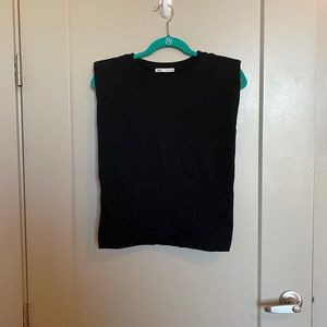 NWT Zara shoulder pad tee size small black